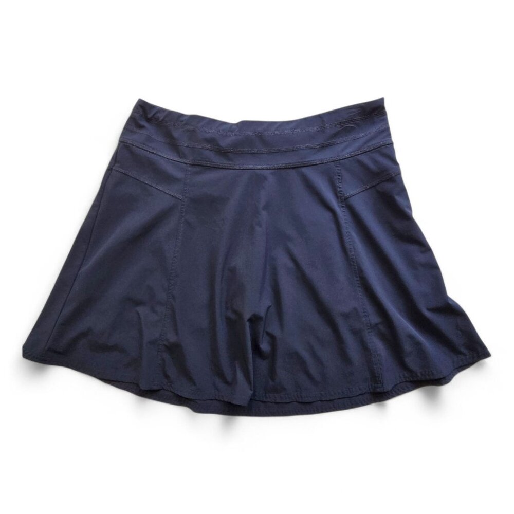 Athleta All Day Skort 12 Navy Blue Athletic Skirt Shorts Travel Athleisure Beach